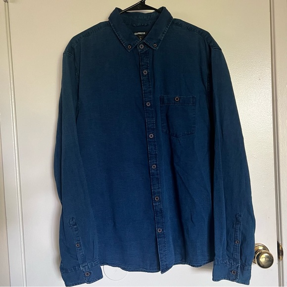 NWOT Express Men’s Corduroy Button Up Long Sleeve Size XL|TG - Picture 2 of 9